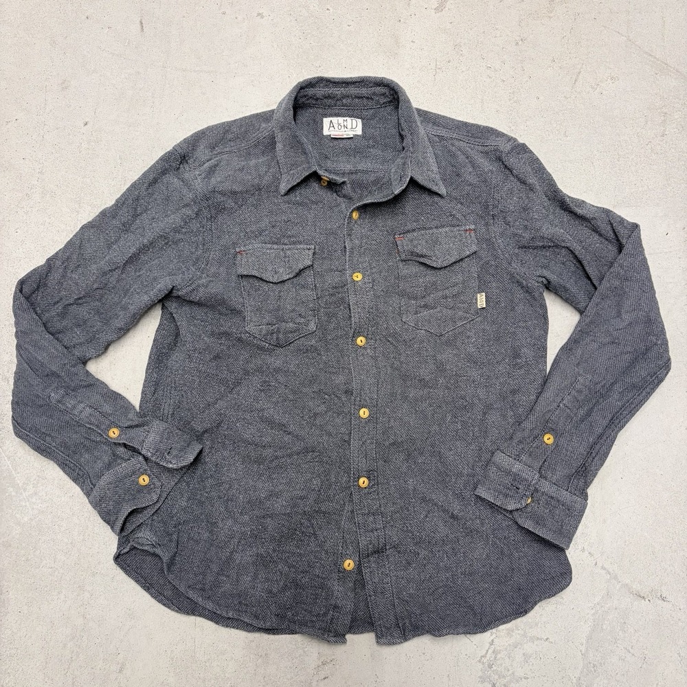 Almond Surfboards Gray Woven Long Sleeve Casual Button Front Shirt Men's XL